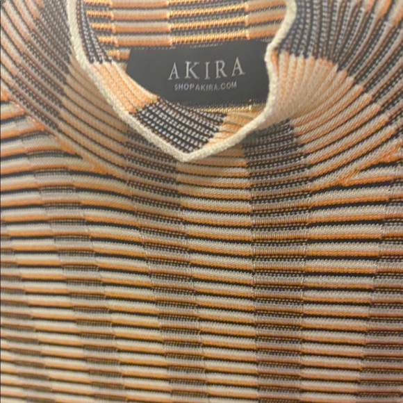 AKIRA Long-Sleeve Striped Ribbed Midi Dress in Yellow and Black - Picture 3 of 4